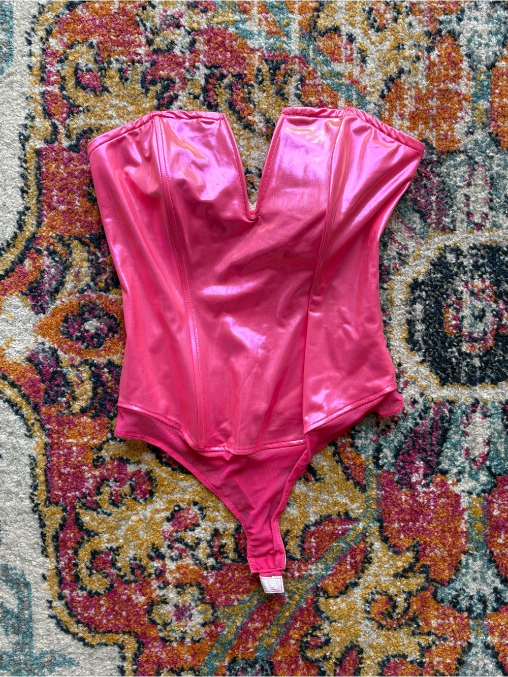 Strapless Metallic Pink V-Wire Bodysuit